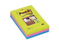Post-it® Super Sticky Large Notes regnbuefarver 3 linj. blokke 101mm x 152mm