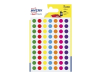 Etiketter Avery PSA08mx Ø8mm ass. farver (pakke á 420 stk.) Skrivere & Scannere - Papir