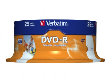 Verbatim - DVD-R - GB 16x - bred printbar overflade til fotos - spindle