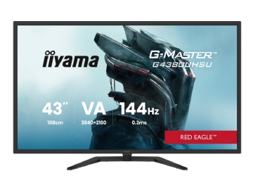 iiyama G-MASTER G4380UHSU-B2 - LED-skærm - 43" (42.5" til at se) - 3840 x 2160 4K UHD (2160p) @ 144 Hz - VA - 550 cd/m² - 4000:1 - 0.4 ms - 2xHDMI, 2xDisplayPort - højtalere - sort, mat